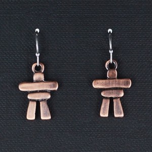 Copper Layered Pewter Inukshuk Earrings